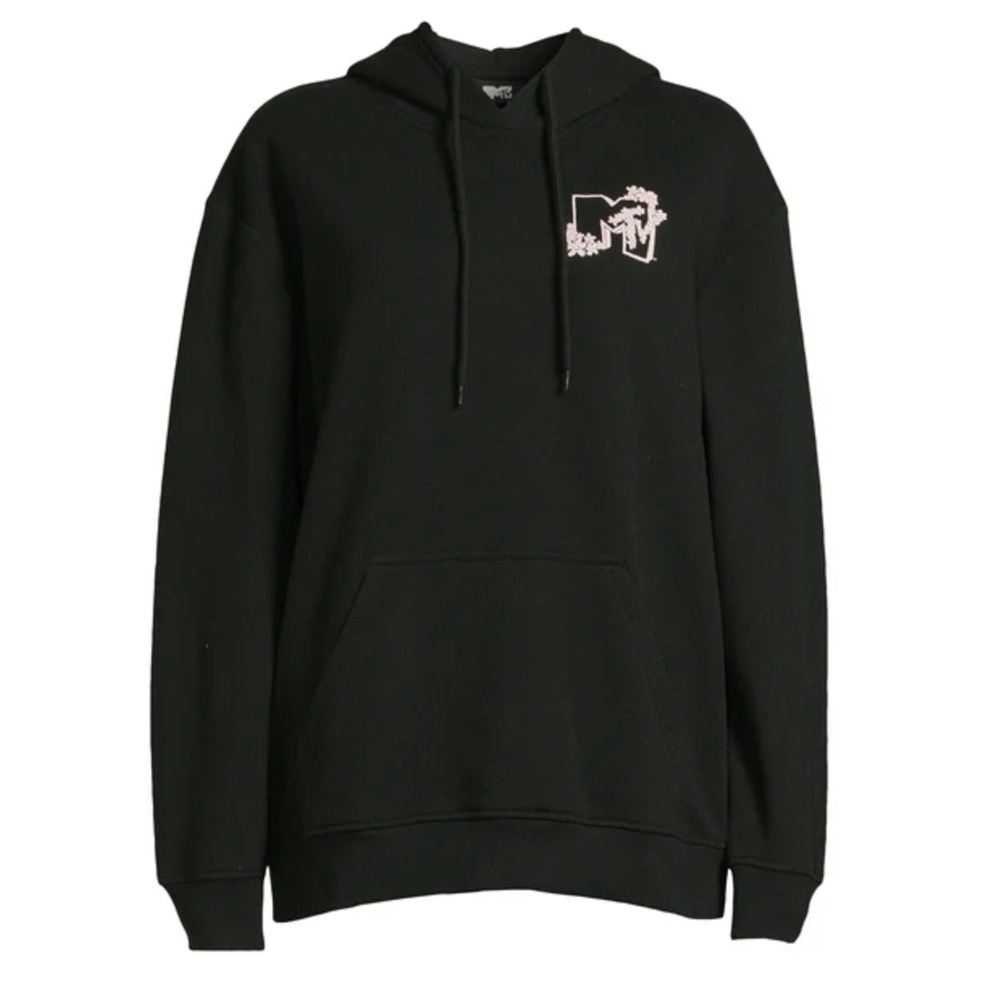 Women's MTV Boyfriend Black Skull Music Television Hoodie NWOT